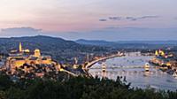 Evening view of the castle of Budapest, the Danube