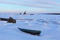 Белое море зимой. Побережье Белого моря. Посёлок Р