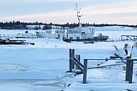 Пристань 'Кемь-порт' зимой. Побережье Белого моря.