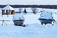 Рыбацкие катера на стоянке. Побережье Белого моря.