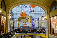 ГУМ. Новогодний декор, Москва, Россия. 22 января 2