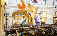 ГУМ. Новогодний декор, Москва, Россия. 22 января 2