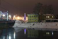 Набережная Тверцы. Виды города Торжок. Россия, Тве